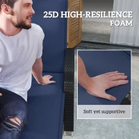 Outsunny Foldable Chaise Lounge Cushion Set of 2, Outdoor Lounge Chair Cushion Set, UPF50+ 200gsm Fabric, 76" x 23", Navy Blue(m-5)