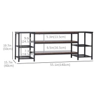 HOMCOM Industrial TV Cabinet for TVs Up to 60", TV Stand with Open Shelf Storage, Media Console with Steel Frame, Rustic Brown(m-3)