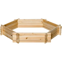 Outsunny 39" x 36" Screwless Hexagon Planter Box, Raised Garden Bed, Herb Garden for Vegetables, Flowers, Natural(m-11)