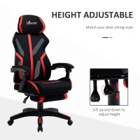 Vinsetto Racing Gaming Chair, Ergonomic Computer Chair with Footrest, Headrest, High Back Recliner Swivel Seat with Adjustable Height, Black Red(m-4)