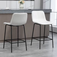 HOMCOM Bar Stools Set of 2, Upholstered Counter Height Bar Chairs, Kitchen Stools with Steel Legs(m-7)