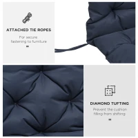 Outsunny Porch Swing Cushion Garden Bench Cushion with Backrest, Non-Slip 3-Seater Soft Pad, Swing Chair Mat Replacement for Indoor and Outdoor, 59.1" x 38.6", Dark Blue(m-7)