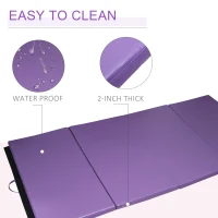 Soozier 4'x8'x2" Folding Gymnastics Tumbling Mat, Exercise Mat with Carrying Handles for Yoga, MMA, Martial Arts, Stretching, Core Workouts, Purple(m-5)
