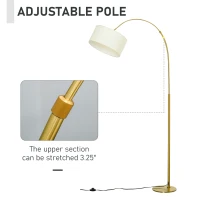 HOMCOM 6FT Arch Shape Floor Lamp with 180° Flexible Lampshade, Adjustable Pole, and Metal Round Base, Cream White(m-6)