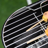 Outsunny Charcoal BBQ Grill, Portable Kettle Barbecue Smoker with Lid, Wheels, Storage Rack, Red(m-10)