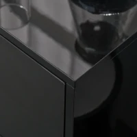 HOMCOM High Gloss Buffet Sideboard with 2 Drawers, 2 Doors and Adjustable Shelf, Kitchen Storage Cabinet with Push Open Design, Black(m-9)