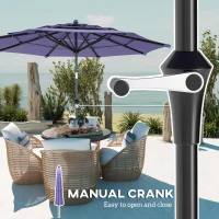 Outsunny 10.7FT Patio Umbrella with 8 Ribs, Crank, Push Button Tilt, Air Vents, for Backyard, Deck and Lawn, Purple(m-7)