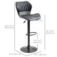 HOMCOM Shell Back Bar Stool Set of 2, PU Leather Adjustable Swivel Barstools with Chrome Base and Footrest for Kitchen Counter, Pub, Black(m-3)