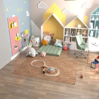 HomCom 96 Sq Ft Dark Wood Grain Look EVA Foam Exercise Floor Mats with Easy Connect Design & Soft Feel/Material(m-10)