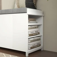 HOMCOM Shoe Storage with Seat, Upholstered Hallway Bench, Shoe Bench with Flip Drawer and Side Rack for 6 Pairs of Shoes(m-7)