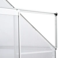 Outsunny 6' x 4' Hobby Greenhouse, Walk-in Polycarbonate Hot House Kit with Aluminum Frame, Sliding Door, Roof Vent, Silver(m-9)