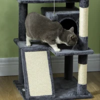 PawHut 54" Cat Tree, Multi-Level Cat Tower with Scratching Posts, Cat Condos, Bed, Platforms, Ramp, Toy Ball, Dark Grey(m-10)