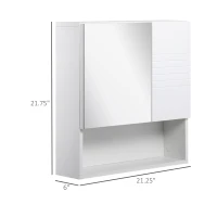 kleankin Medicine Cabinet with Mirror, Bathroom Wall Cabinet, Storage Organizer with Mirror Door, Adjustable Shelf, White(m-3)