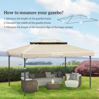 Outsunny 13' x 10' Gazebo Replacement Canopy, Gazebo Top Cover with Double Vented Roof for Garden Patio(TOP ONLY), Cream(m-3)