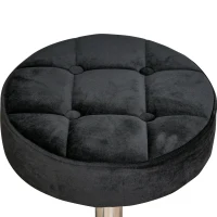 HOMCOM Round Rolling Stool with Height Adjustable Lift, Vanity Chair with Luxury Style Upholstery, Office Chair with Swivel Seat and Wheels for Work Spa Salon, Black(m-8)