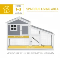PawHut 59" Wooden Rabbit Hutch, 2 Tier Pet Playpen Bunny House Enclosure with Sunlight Panel Roof, Slide-out Tray, and Ramp, for Rabbits and Small Animals, Grey(m-4)