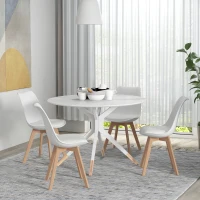 HOMCOM Modern Dining Table Chairs Set of 4, Rubber Wood Kitchen Table Chairs with PU Leather Cushion for Living Room, Bedroom(m-7)