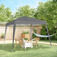 Outsunny 8' x 8' Pop Up Canopy, Outdoor Folding Tent, Portable Party Tent with Carrying Bag for Camping, Party, Picnic, Grey(m-8)