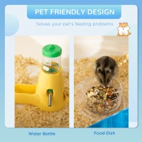 PawHut 31" Large Hamster Cage, Small Animal House, Multi-storey Gerbil Haven, Tunnel Tube System, with Water Bottle, Exercise Wheel, Food Dish, Ramps, White(m-5)