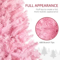 HOMCOM 5' Artificial Pink Christmas Tree with Auto Open, Steel Base, Wide Shape for Indoor Xmas Decoration(m-5)