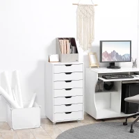 Vinsetto 7-drawer Vertical File Cabinet for Home Office, Storage Cabinet with Wheels, 18.7"x15.6"x35.4", White(m-1)