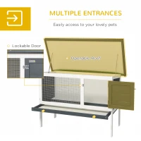 PawHut Wooden Outdoor Rabbit Hutch for Small Pet w/ Slide-out Tray, Openable Roof, 35" W x 18" D x 26" H, Dark Grey(m-5)