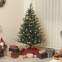 HOMCOM 5ft Prelit Artificial Christmas Tree with 542 Tips, Warm White LED Lights, Steel Base, Hinged Xmas Tree, Auto Open