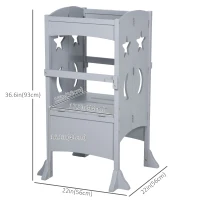 Qaba Step Stool with Safety Rail and Support Handles Kitchen Counter Step-up Helper(m-3)