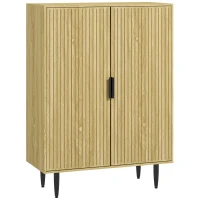 HOMCOM Entryway Shoe Cabinet with 5-Tier Shelving and Adjustable Shelves, 15 Pair Shoe Storage Organizer for Hallway, Oak(m-11)