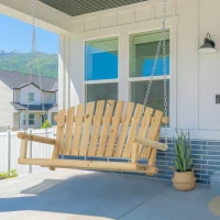 Outsunny 2-Seater Porch Swing, Hanging Outdoor Swing Bench with Metal Chains for Deck, Patio, Garden, Backyard(m-8)