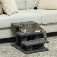 PawHut 3 Tier Pet Stairs Dog Cat Step Scratch Post Furniture,  Dark Grey(m-8)
