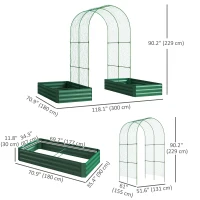 Outsunny Metal Raised Garden Bed with Trellis for Climbing Plants, Galvanized Garden Bed Kit Outdoor Garden Box with Trellis(m-3)