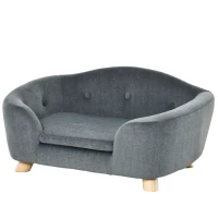 PawHut Miniature Dog / Cat Couch w/ Washable and Removable Cushion, Waterproof Cover, Gray(m-1)
