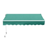 Outsunny 10' x 8' Retractable Awning, Patio Awnings, Sunshade Shelter w/ Manual Crank Handle, UV & Water-Resistant Fabric and Aluminum Frame for Deck, Balcony, Yard, Green(m-11)