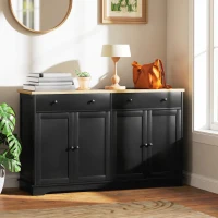 HOMCOM Modern Sideboard, Buffet Cabinet with Storage Drawers, Adjustable Shelves for Living Room, Dining Room, Entryway, Black(m-10)