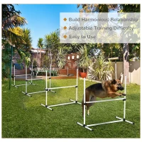 PawHut Set of 4 Dog Agility Training Equipment Adjustable Jump Bar Pet Exercise Kit with Carrying Bag (White)(m-7)