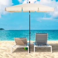 Outsunny 6.5x4ft Rectangle Patio Umbrella Aluminum Tilt Adjustable Garden Parasol Sun Shade Outdoor Canopy Beige