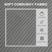 HOMCOM 46.5" Loveseat Couch with USB Ports, Corduroy Love Seat Sofa with Wood Legs for Living Room, Bedroom, Small Space, Grey(m-5)