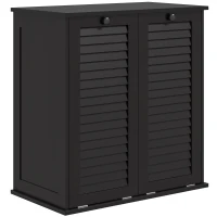 HOMCOM Tilt Out Laundry Cabinet, Laundry Basket Cabinet with 2 Baskets and 2 Louvered Doors, Black(m-11)