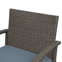 Outsunny 3 Pieces Patio Bar Set Wicker Garden Bistro Set Outdoor Furniture PE Rattan Table and Stools with Seat Cushion, Grey(m-9)