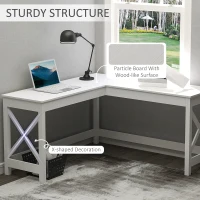 HOMCOM 57" L-Shaped Corner Desk, Computer Home Office Desk and Writing Table, White Wood Grain(m-6)