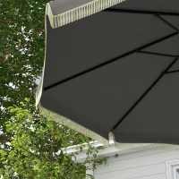 Outsunny 9ft Patio Umbrella Outdoor Table Umbrella w/ Tilt, Crank, Ruffled, 8 Ribs for Garden, Deck, Pool, Dark Gray(m-9)