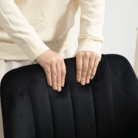 Vinsetto Mid Back Office Chair Velvet Fabric Swivel Scallop Shape Computer Desk Chair, Black(m-10)