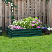 Outsunny Galvanized Raised Garden Bed, 4' x 2' x 1' Metal Planter Box, for Growing Vegetables, Flowers, Herbs, Succulents, Green(m-10)