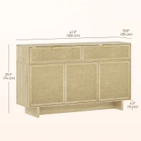 HOMCOM Boho Kitchen Sideboard Buffet Cabinet with Hinge Doors, Drawers and Adjustable Shelf for Living Room, Natural Wood(m-3)