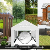 Outsunny 10 x 20ft Portable Garage Heavy Duty Carport with 2 Roll-up Doors and Removable Sidewalls for Car, Truck, Boat, White(m-4)