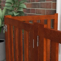 PawHut Foldable Dog Gate with Door, 4 Panels Fressstanding Pet Gate, Brown(m-10)