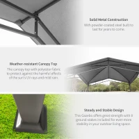 Outsunny 10' x 10' Soft Top Patio Gazebo Outdoor Canopy with Unique Geometric Design Roof, All-Weather Steel Frame, Gray(m-5)