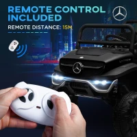Aosom Licensed Mercedes-Benz Unimog 12V Kids Ride on Truck with Remote Control, Battery Powered Electric Car with Spring Suspension, LED Light, Horn, Music, Black(m-7)