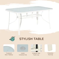 Outsunny 8 Pieces Patio Dining Set with Umbrella, 6 Chairs and Table, Cream White(m-4)